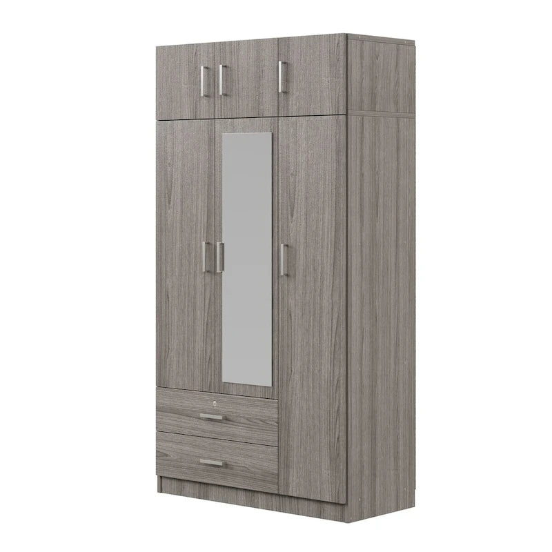 Mirror Wardrobe with 2 Drawers and Top Cabinet by Harper&Bright Designs