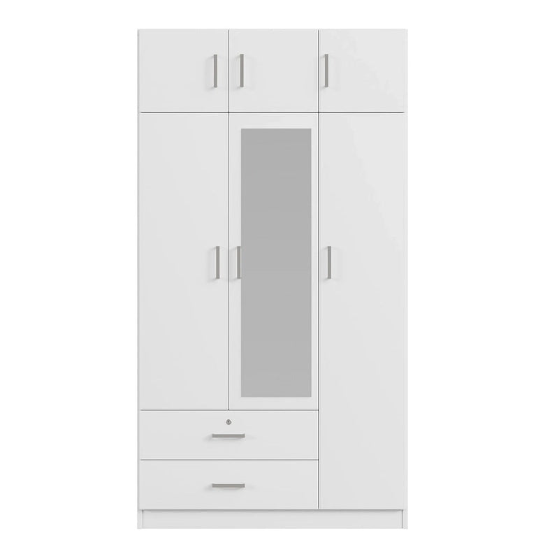 Mirror Wardrobe with 2 Drawers and Top Cabinet by Harper&Bright Designs