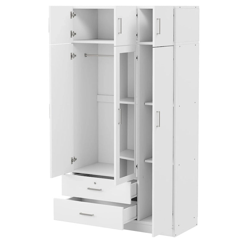 Mirror Wardrobe with 2 Drawers and Top Cabinet by Harper&Bright Designs