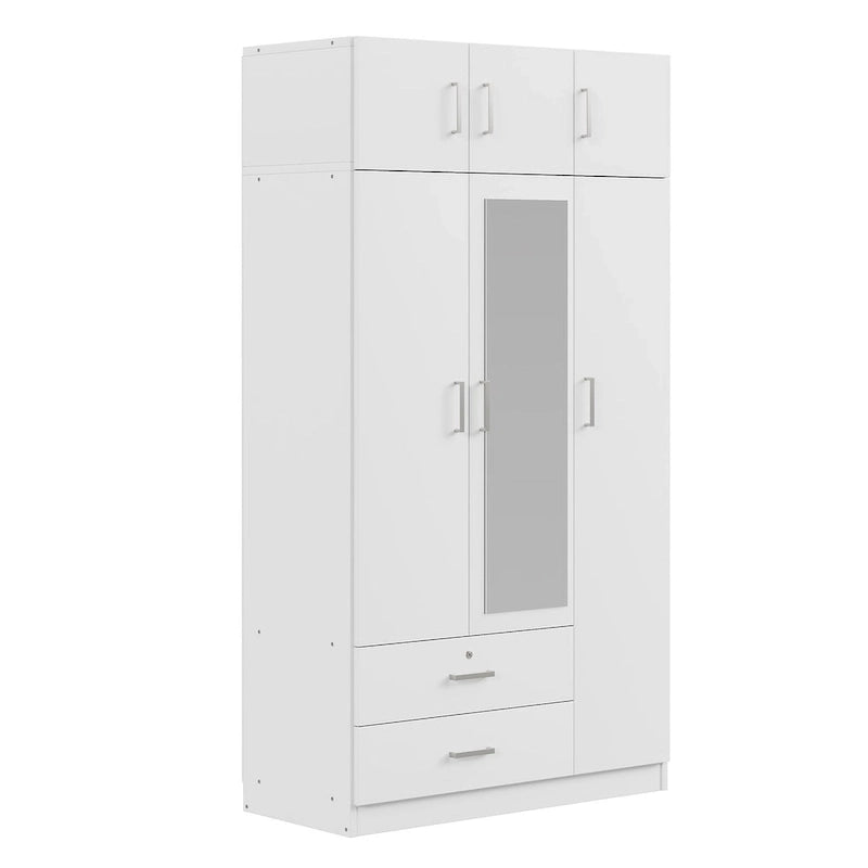 Mirror Wardrobe with 2 Drawers and Top Cabinet by Harper&Bright Designs