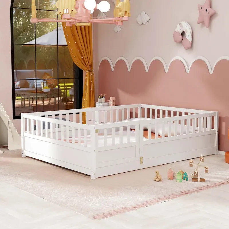 Montessori wooden children's floor bed without Support slat