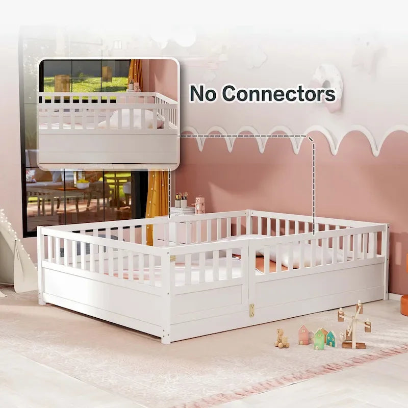 Montessori wooden children's floor bed without Support slat