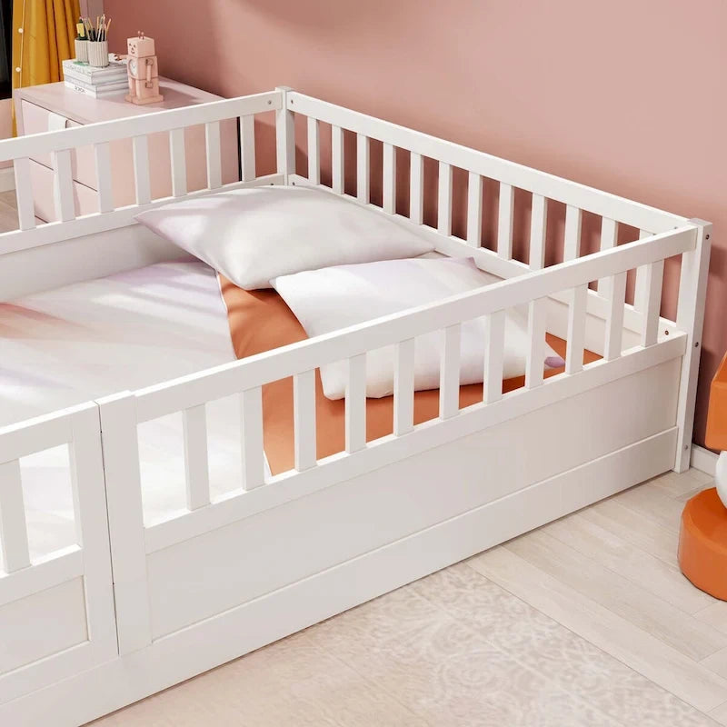 Montessori wooden children's floor bed without Support slat