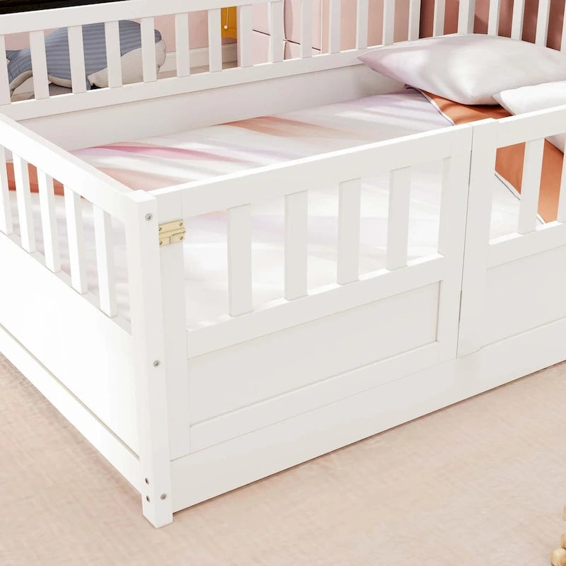 Montessori wooden children's floor bed without Support slat