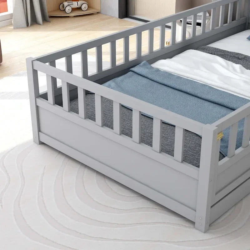 Montessori wooden children's floor bed without Support slat