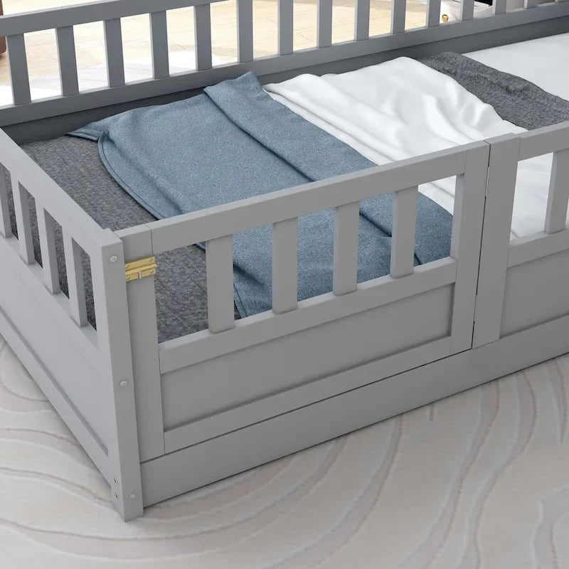 Montessori wooden children's floor bed without Support slat