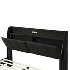 Queen Size Floating Bed Frame with Storage Headboard, Modern Upholstered Platform Bed with USB Ports