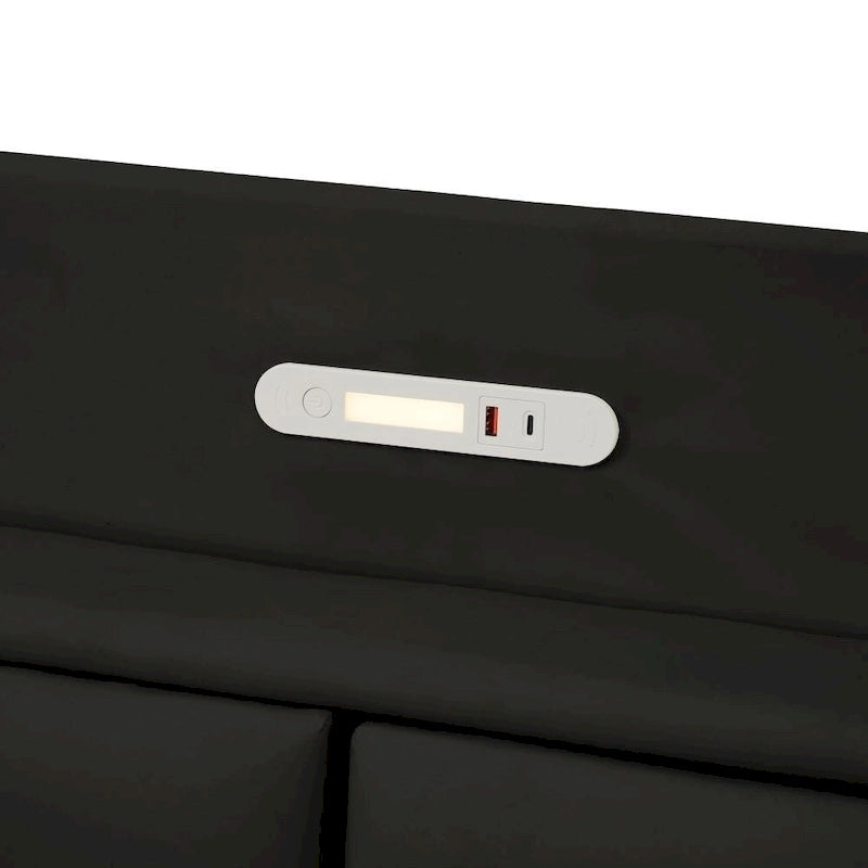 Queen Size Floating Bed Frame with Storage Headboard, Modern Upholstered Platform Bed with USB Ports