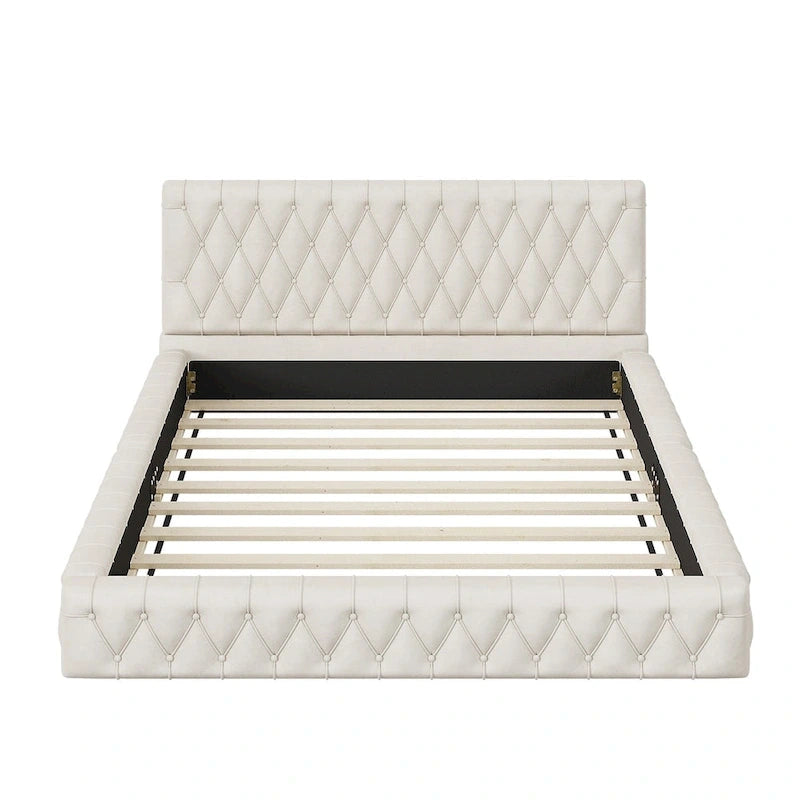 Queen Size Upholstered Bed with Tufted Headboard