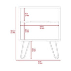 Nightstand 22H, One Open Shelf, Single Door Cabient, Hairpin Legs, Black