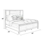 Lio Modern King Size Bed, LED, Mirror Trim, Silver Velvet Tufted Upholstery
