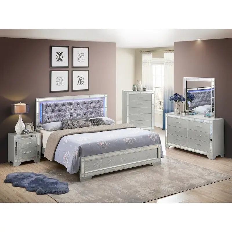 Madison Silver Champagne Full Panel Beds