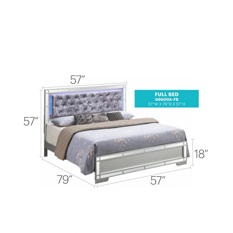 Madison Silver Champagne Full Panel Beds