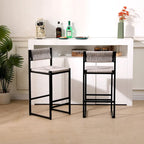 Set of 2 Papetr Rope Woven Dining Chairs, Bar Stools with Footrest