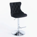 Swivel Velvet Barstools Adjusatble Seat Height from 25-33 Inch,Upholstered Chrome base Bar Stools with Backs,Set of 2