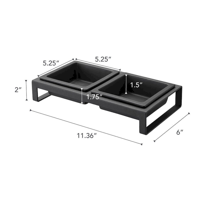 Yamazaki Home Pet Food Bowls - Two Styles, Steel and Ceramic, Short, 1.25 cups, 300 milliliters per bowl