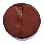 Handmade Spanish Elegance Tooled Leather Ottoman Pouf (Peru)
