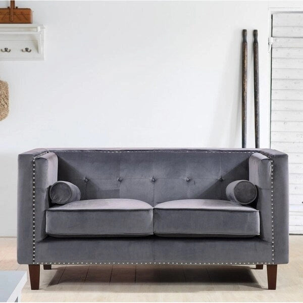 Kittleson Classic Nailhead Chesterfield Loveseat - Blue