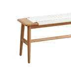 Woven Design Natural Oak Wood Dining Bench, Bed Bench, Entryway Bench, for Dining Room, Bedroom, Bathroom