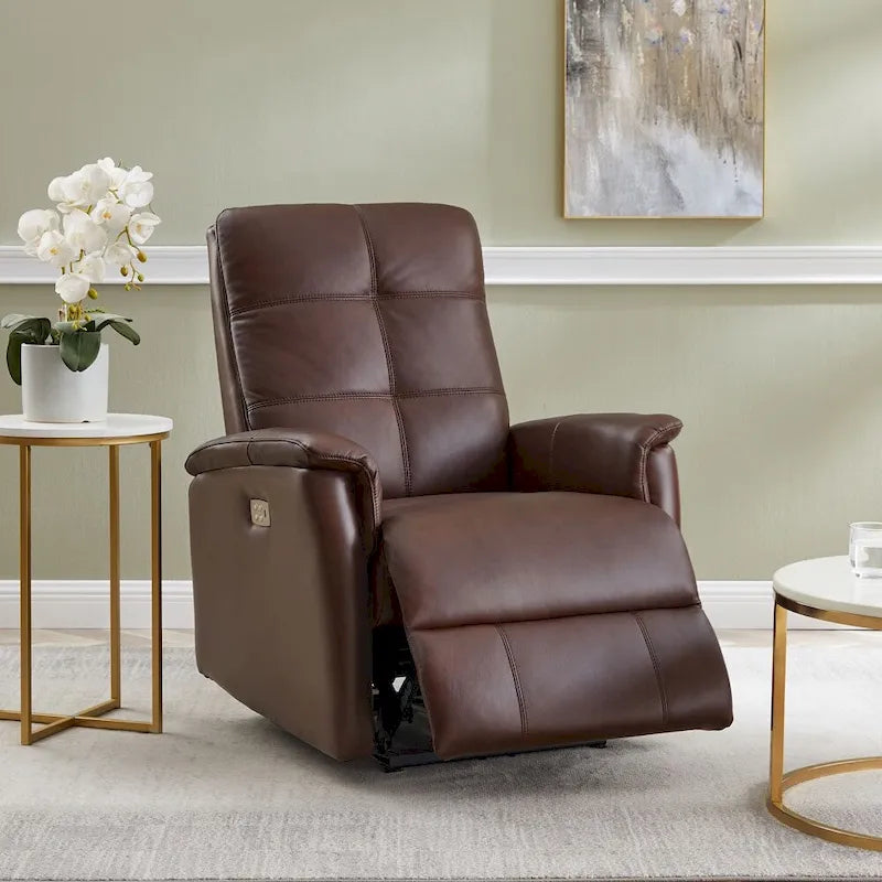 Hydeline Logan Power Headrest Top Grain Leather Recliner Chair