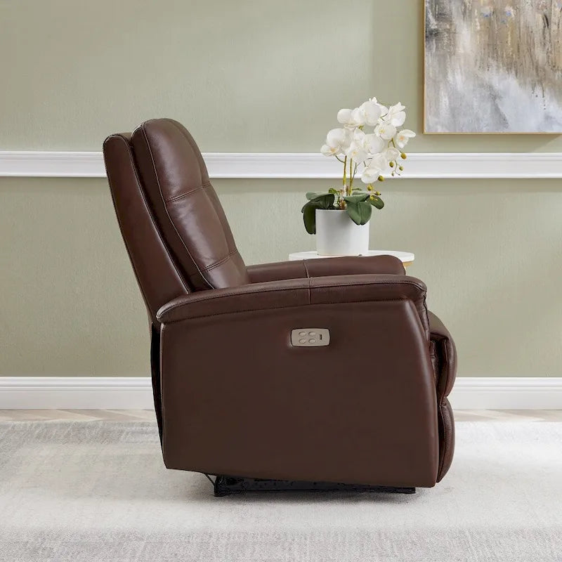 Hydeline Logan Power Headrest Top Grain Leather Recliner Chair