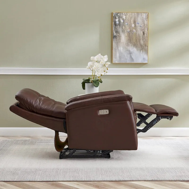 Hydeline Logan Power Headrest Top Grain Leather Recliner Chair