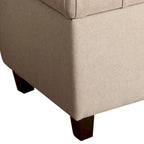 Fabric Upholstered Button Tufted Wooden Bench With Hinged Storage, Cream and Brown
