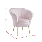 Velvet Scalloped Back Barrel Accent Chair with Metal Legs