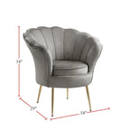 Velvet Scalloped Back Barrel Accent Chair with Metal Legs