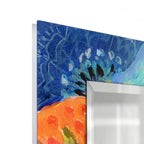 Secret Garden Floral Reverse Printed Beveled Art Glass Cabinet Console Table and Mirror Set