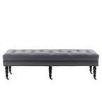 Porthos Home Juna Fabric Accent Bench with Rubberwood Legs and Wheels