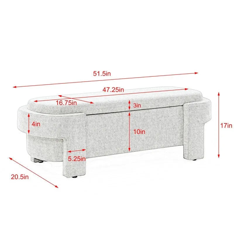 GEITIN Linen Fabric Upholstered Bench with Large Storage Space
