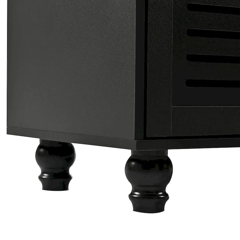 5-in-1 Entryway Bench with Shutter-shaped doors, Coat Rack, Cushion and 4 Sturdy Hooks, 47.2 Wide Hall Tree with Storage Bench