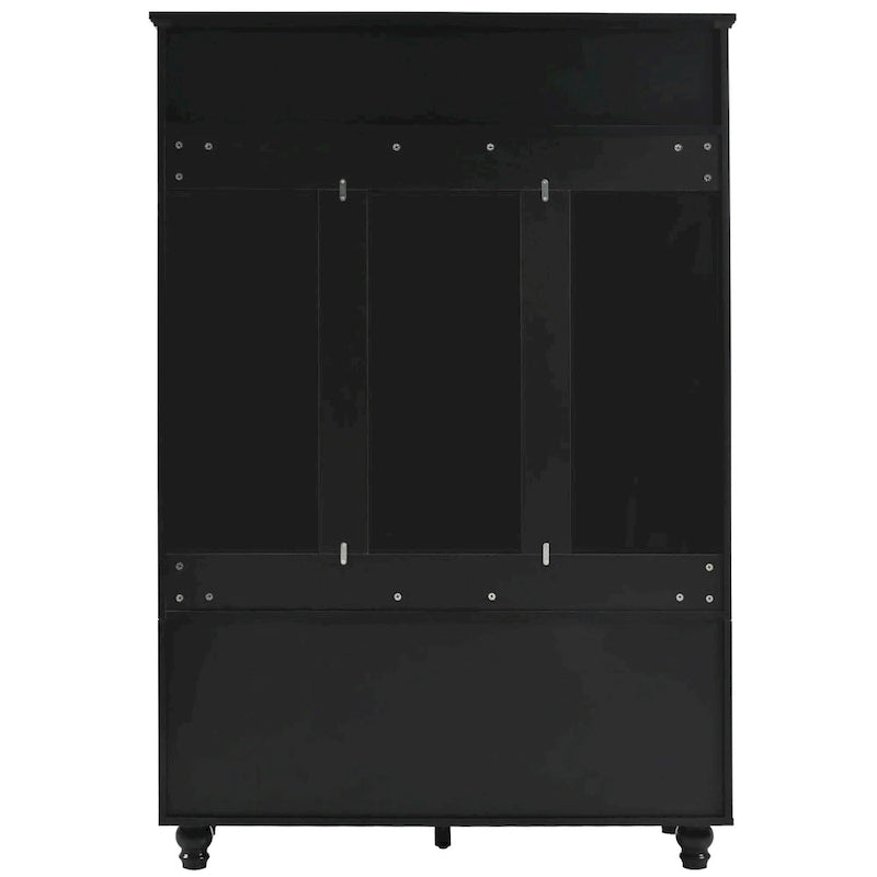 5-in-1 Entryway Bench with Shutter-shaped doors, Coat Rack, Cushion and 4 Sturdy Hooks, 47.2 Wide Hall Tree with Storage Bench