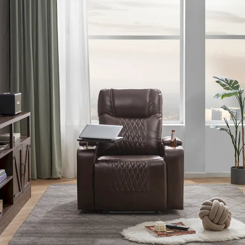 Power Motion Recliner with 2 Convenient Cup Holders
