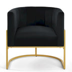 Mid-Century Upholstered Velvet Accent Chair with Curve Backrest