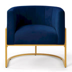Mid-Century Upholstered Velvet Accent Chair with Curve Backrest