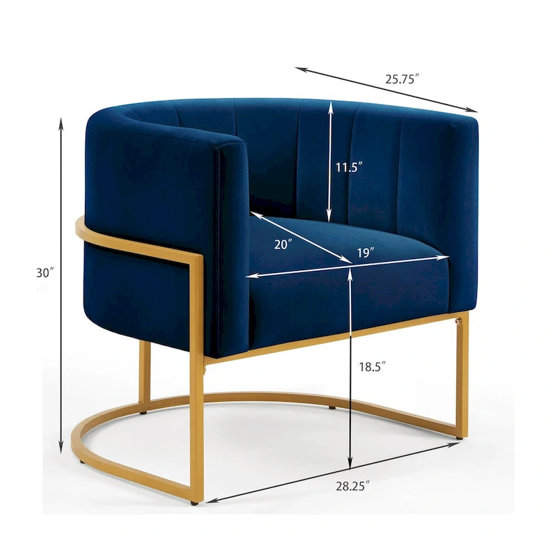 Mid-Century Upholstered Velvet Accent Chair with Curve Backrest