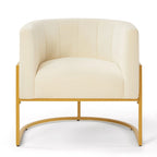 Mid-Century Upholstered Velvet Accent Chair with Curve Backrest