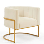 Mid-Century Upholstered Velvet Accent Chair with Curve Backrest