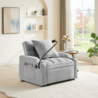 Convertible Sleeper Sofa Bed with USB-Port and Cup Holders