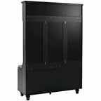 5-in-1 Entryway Bench with Shutter-shaped Doors, Coat Rack, Cushion and 4 Sturdy Hooks