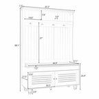5-in-1 Entryway Bench with Shutter-shaped Doors, Coat Rack, Cushion and 4 Sturdy Hooks