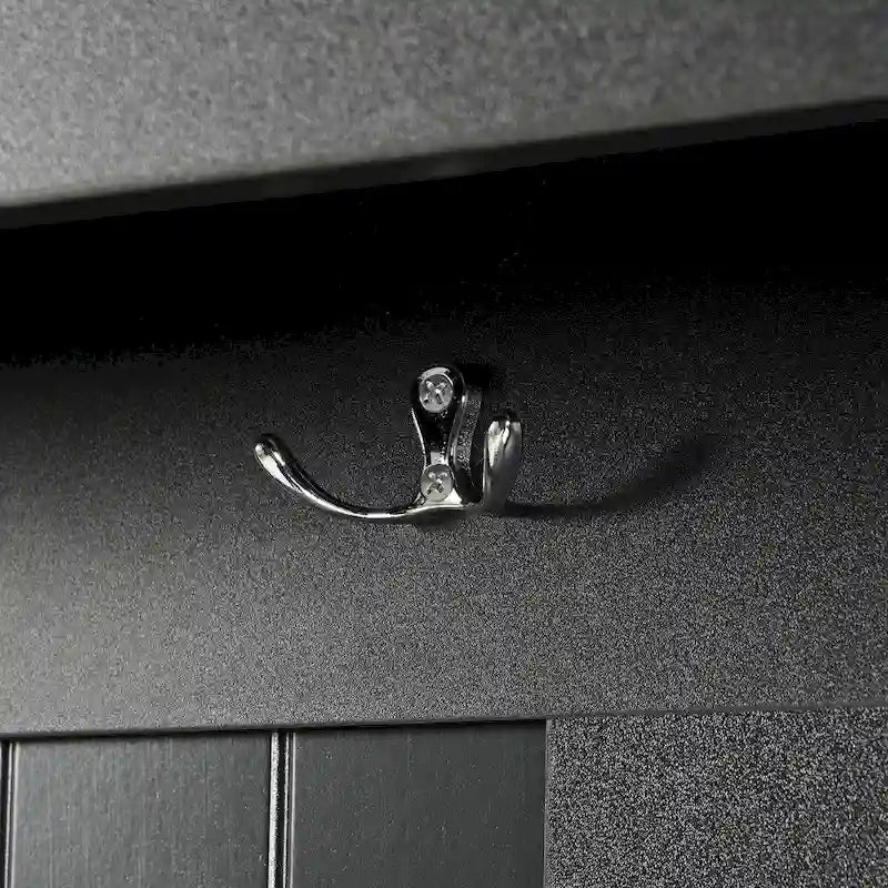 5-in-1 Entryway Bench with Shutter-shaped Doors, Coat Rack, Cushion and 4 Sturdy Hooks