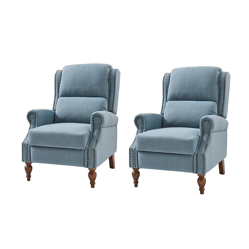 Terri Traditional Roll Arm Manual Recliner with Solid Wood Legs Set of 2 by HULALA HOME
