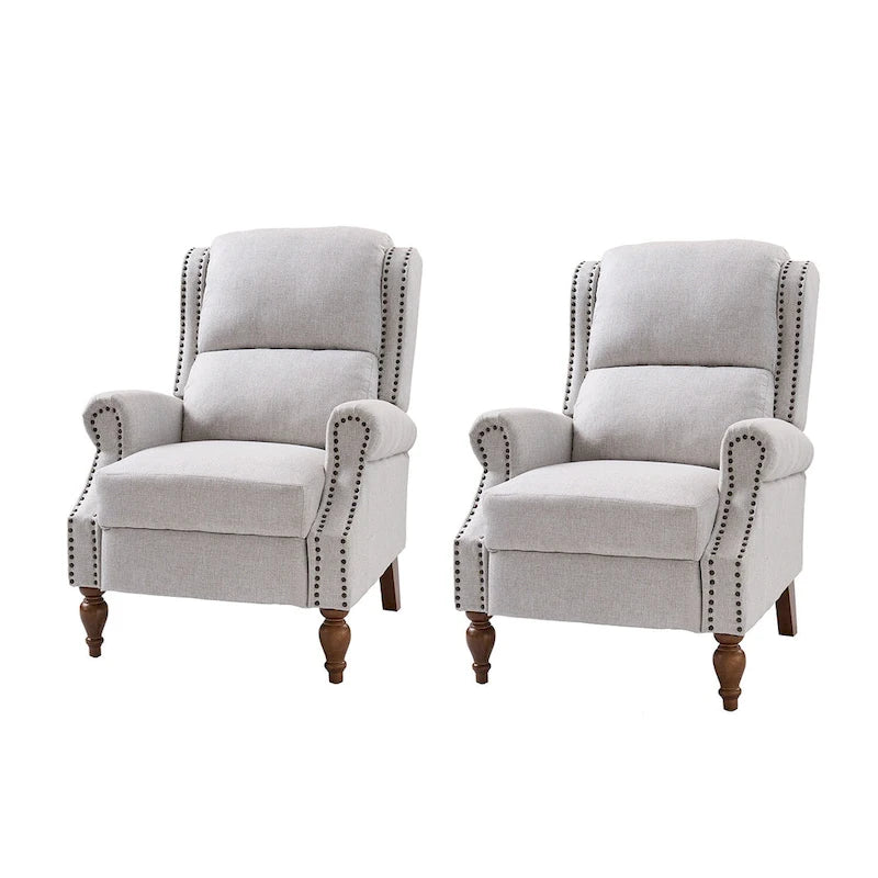 Terri Traditional Roll Arm Manual Recliner with Solid Wood Legs Set of 2 by HULALA HOME