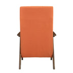 Mary 32 Inch Accent Chair Armchair, Orange Polyester Linen, Solid Wood