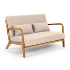 Mid-century Upholstered Accent Sofa in solid wood for 2