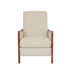Mid Century Modern Fabric Channel Stitch Wood Pushback Recliner