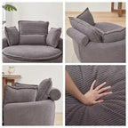 Oversized Swivel Chair with Moon Storage Ottoman with 4 Pillows